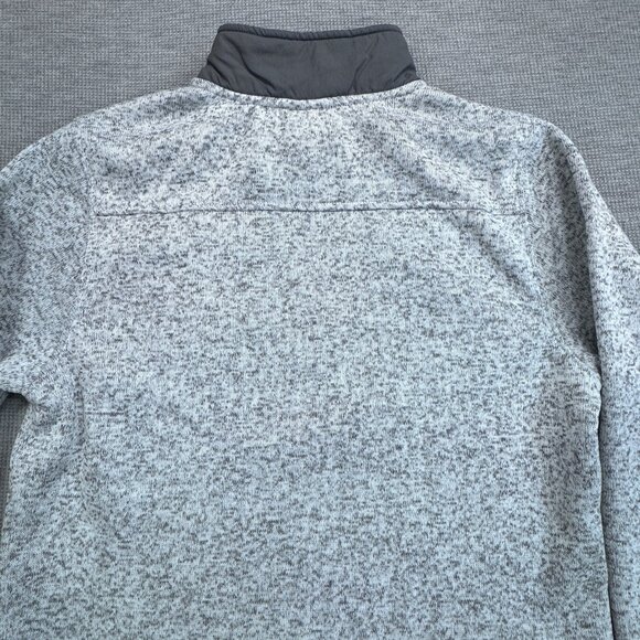 Old River Mens Size L Gray Speckled Quarter Zip Fleece Pullover Sweater Pocket - Picture 4 of 13